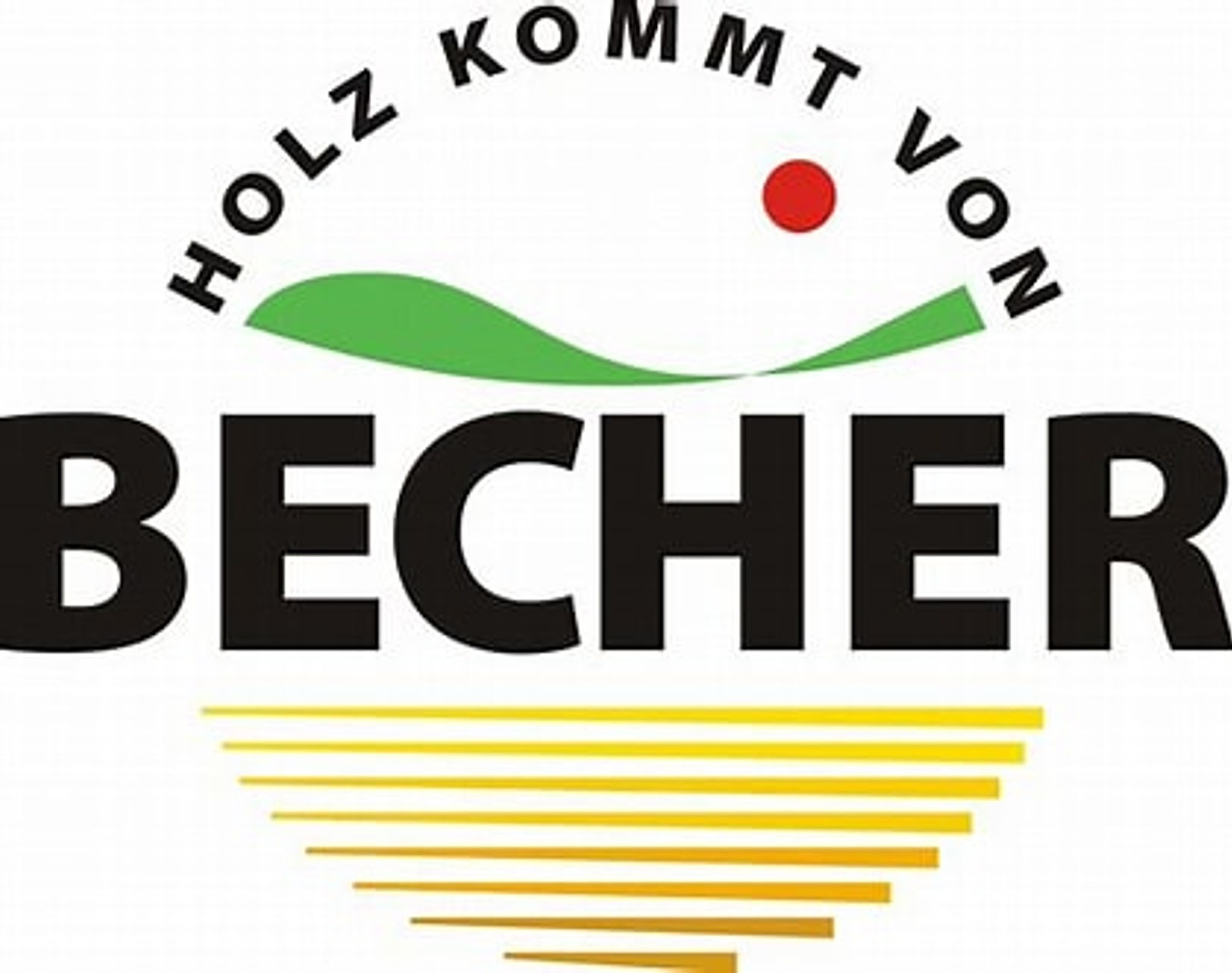 Becher Logo mit gelben Streifen